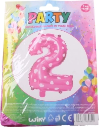 Nafukovací balónik číslo 1 so srdiečkami – Ružový