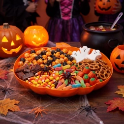 Halloweenová servírovacia miska v tvare tekvice oranžová