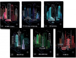 Školský zošit A4 Premium Metallic s motívom miest