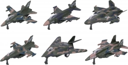 Kovovo-plastová stíhačka 12 cm na spätný chod, mix druhov 6 ks v boxe