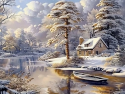 Diamantové maľovanie zimná chata