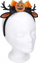 Karnevalová čelenka s ušami a ozdobou tekvice
