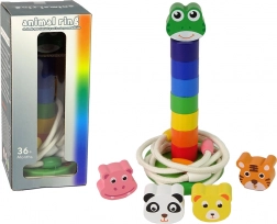 Drevená vzdelávacia pyramída a prstence so zvieratkami