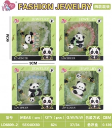 detská sada šperkov panda – zelený náramok a sponka