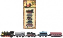 Vláčik s vagónmi 5 ks, kov/plast, 8 cm, na spätné natiahnutie