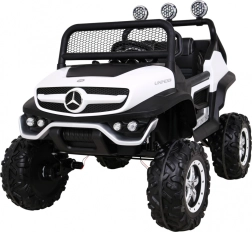 Mercedes‑Benz Unimog pre deti 4x4 s diaľkovým ovládaním, LED a MP3 – biely