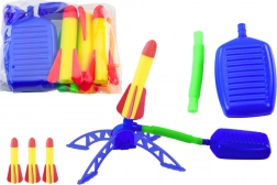 Penená raketová strelnica s pumpičkou – modrá záhradná sada