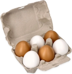 Drevené vajcia v kartóne, 6 kusov