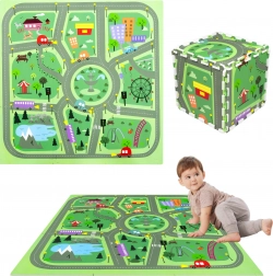 Peníová podložka Humbi mestské ulice 90 × 90 cm, 9 dielov