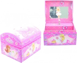 Ružová hracia šperkovnica s baletkou a zrkadielkom