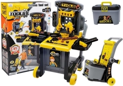 Detský pracovný stôl 3v1 s vozíkom a kufríkom na náradie