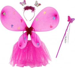 Kúzelný vílí kostým s motýlími krídlami – tmavoružová súprava pre deti
