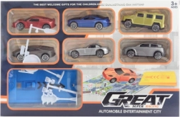 Súprava vystreľovacích autíčok so značkami a dráhou