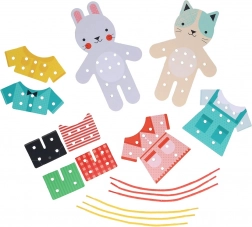 Prevliekanie obliekačiek s motívom mačky a králička