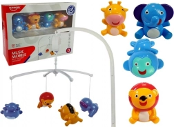 Hudobný kolotoč nad postieľku so zvieratkami bez batérií