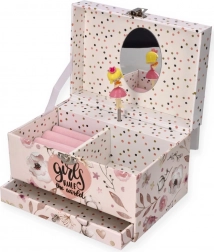 Šperkovnica s hracím strojčekom Ballerina – ružová kvetinová