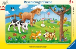 Puzzle 15 dielikov milovníci roztomilých zvieratiek RAVENSBURGER