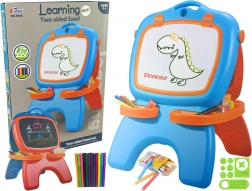 Obojstranná magnetická a kriedová tabuľa modro-červená so šablónami