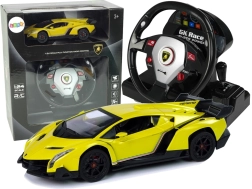 Diaľkovo ovládané Lamborghini Veneno Yellow 2.4G – ovládanie volantom, zvuky a svetlá
