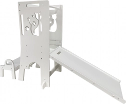 Rastúca učiaca veža s mačičkou so šmykľavkou a tabuľou