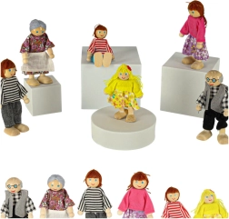 Drevená rodinka do domčeka pre bábiky, 6 ks