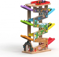 Veľká drevená pretekárska dráha so 6 rampami pre deti