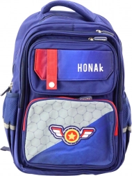 Školský batoh s nášivkou a hrudným pásom modrý 20L