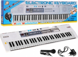 Biely detský klávesový set s mikrofónom, nahrávaním a stereo reproduktory