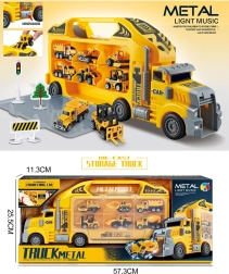 Kufrík nákladné auto so 6 kovovými vozidlami so svetlom a zvukom