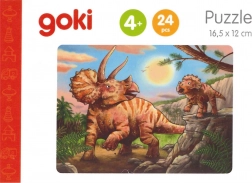 GOKI Drevené puzzle Dinosaury: Triceratops 24 dielikov