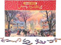 Puzzle Merry Christmas – zasnežená ulica 468 dielikov