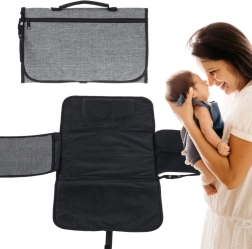 Cestovná prebaľovacia podložka so skladacou taškou – sivá