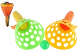 Plastová hra Catch Ball – sada 2 košíkov a 3 loptičiek, 19 cm v sieťke