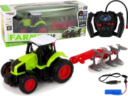 RC traktor 1:16 s gumovými kolesami a odnímateľným pluhom