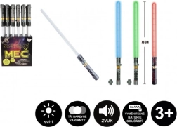 Svetelný meč so zvukom a svetlom, 73 cm, plast, 3× AAA, 3 farby