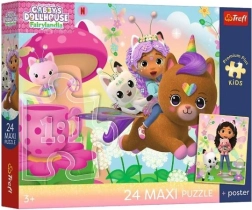 Maxi puzzle 24 dielikov Trefl Gabinin mačací domček: Gábi na záchranu + plagát