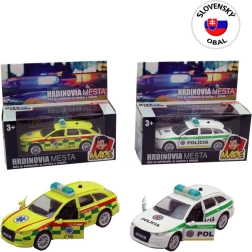 Auto záchrannej služby a polície s pohonom na spätné natiahnutie