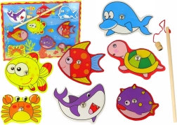 Drevená Magnetická Sada Na Rybárčenie S Farebnými Rybkami