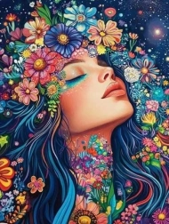 Diamantové maľovanie Dievča v kvetoch 30 × 40 cm