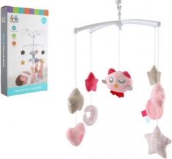 Kolotoč nad postieľku so sovičkou – naťahovací hudobný mobil, ružový