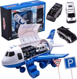 Woopie policajné lietadlo–transportér XL s 3 autami a dopravnými značkami