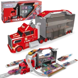 Woopie hasičské nákladné auto s garážou a pretekárskou dráhou