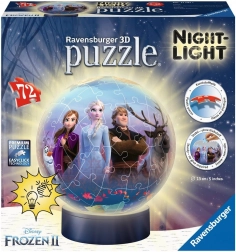 Ravensburger 3D svietiaca puzzleball Ľadové kráľovstvo 2, 72 dielikov