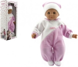 Bábika bábätko 50 cm s látkovým telom, ružovo-biely overal