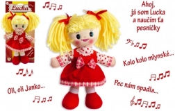 Plyšová handrová bábika Lucka 30 cm – slovenské spievajúce melódie