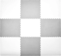 Humbi penová puzzle podložka XXL biela a sivá 180 × 180 cm