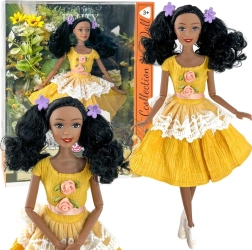 Woopie Royal bábika Emi 32 cm v módnom outfite s krásnymi čiernymi vlasmi