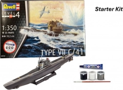 revell starter kit 1:350 nemecká ponorka type vii c/41 – plastová stavebnica