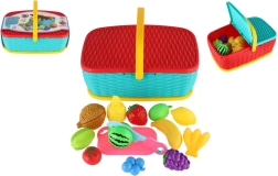 Piknikový košík s krájaným ovocím a zeleninou, 15 ks