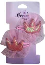 PINK sponky do vlasov trblietavá korunka, 2 ks